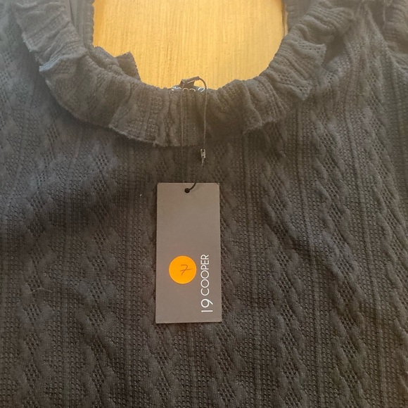 Women's Black Cable knit Midi Sweater Dress Ruffled Collar Textured New Medium - Picture 6 of 16